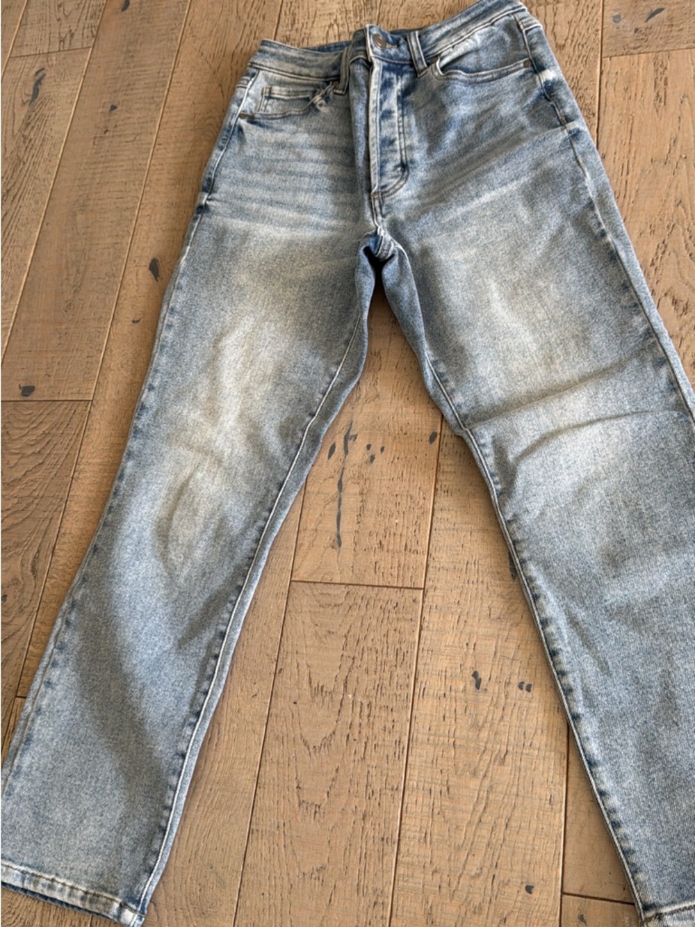 grace and lace straight jean button front size 2 light wash